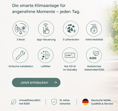LadiVania® Smart Klimaanlage – Leistungsstarke Kühlung mit App-Steuerung & R290 Technologie